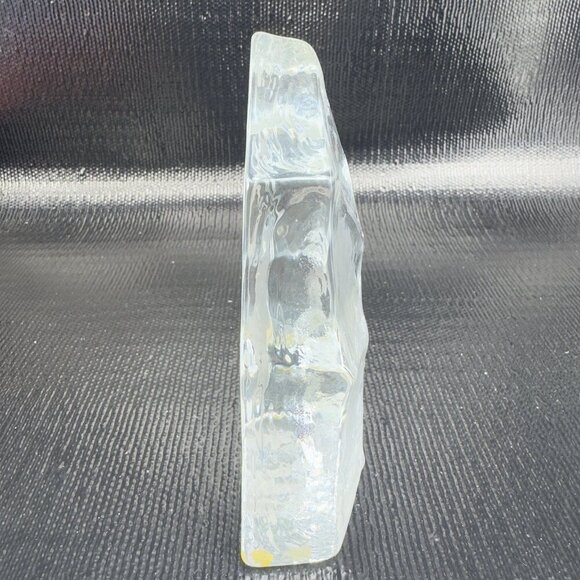 Ice Block Paperweight Thick Heavy Viking Sailing Boat Etched Glass Figure VTG - Picture 4 of 9